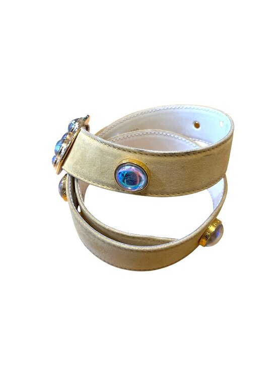 Vintage Escada Suede Belt Iridescent Glass Accents Gold-Tone Buckle Size 38 main image 6